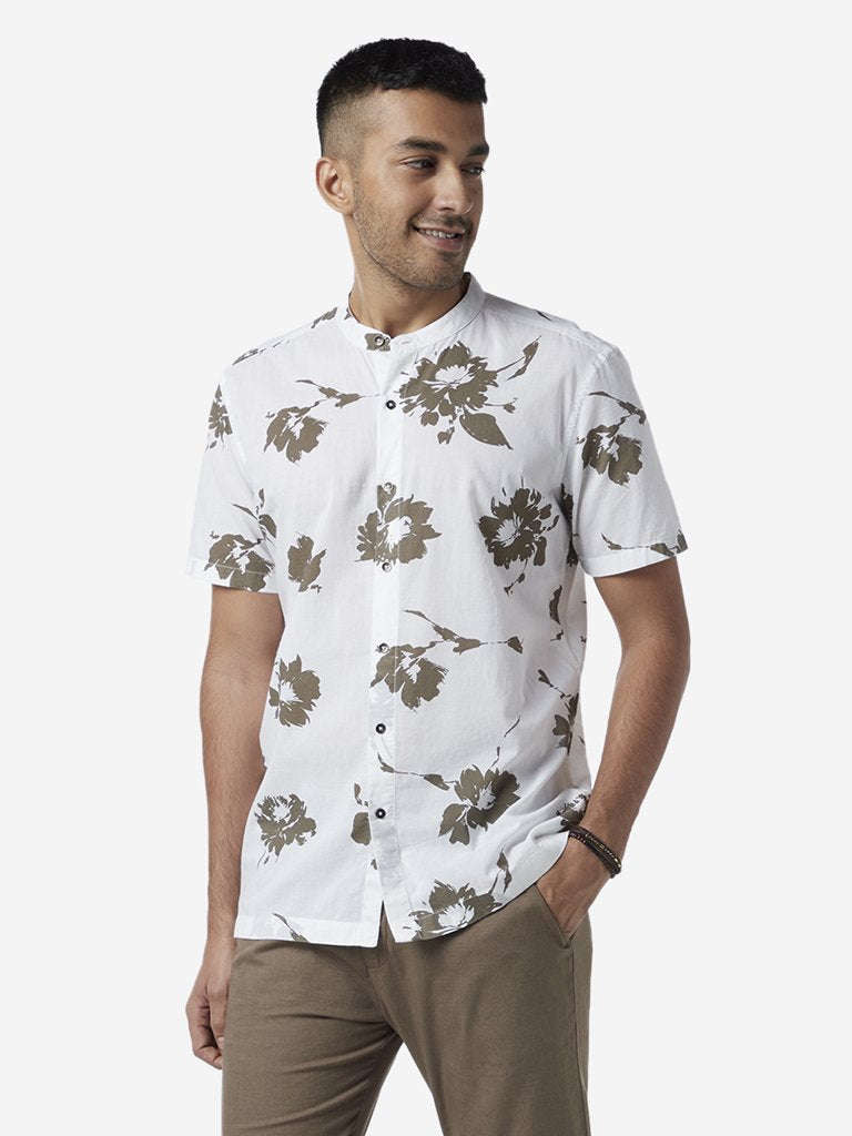 ETA White Resort Fit Floral Design Shirt