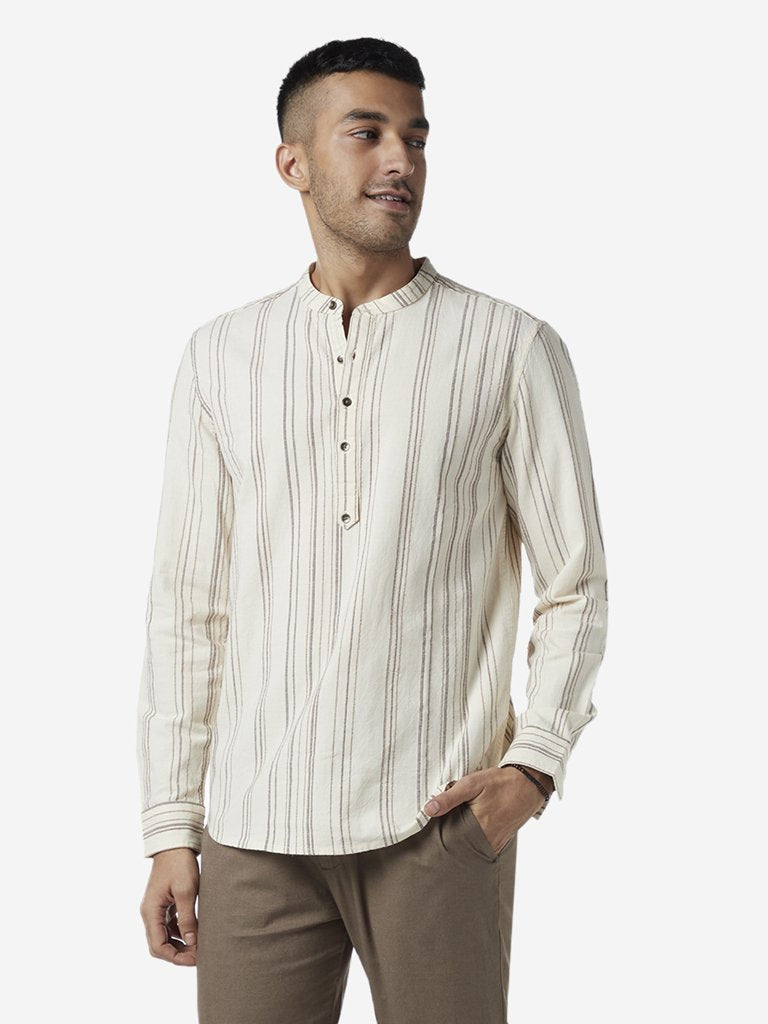 ETA White Resort Fit Striped Shirt