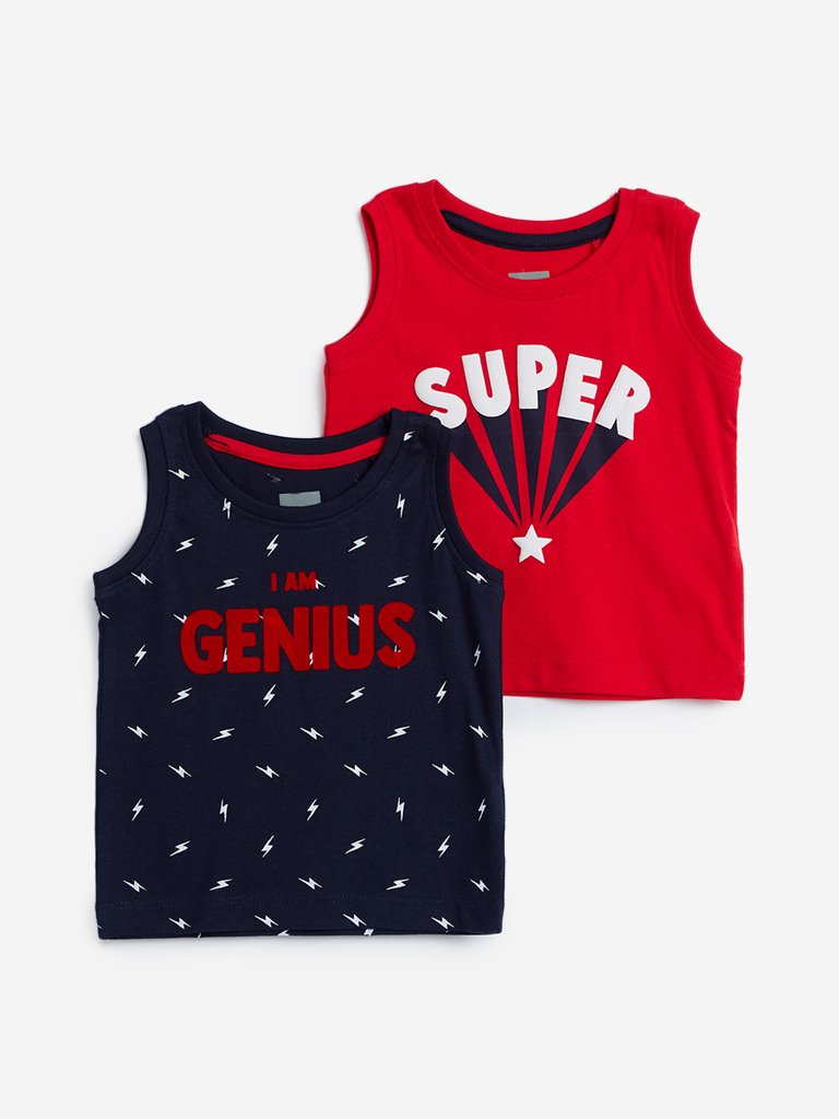 Baby HOP Kids Red Vest Set Of Two
