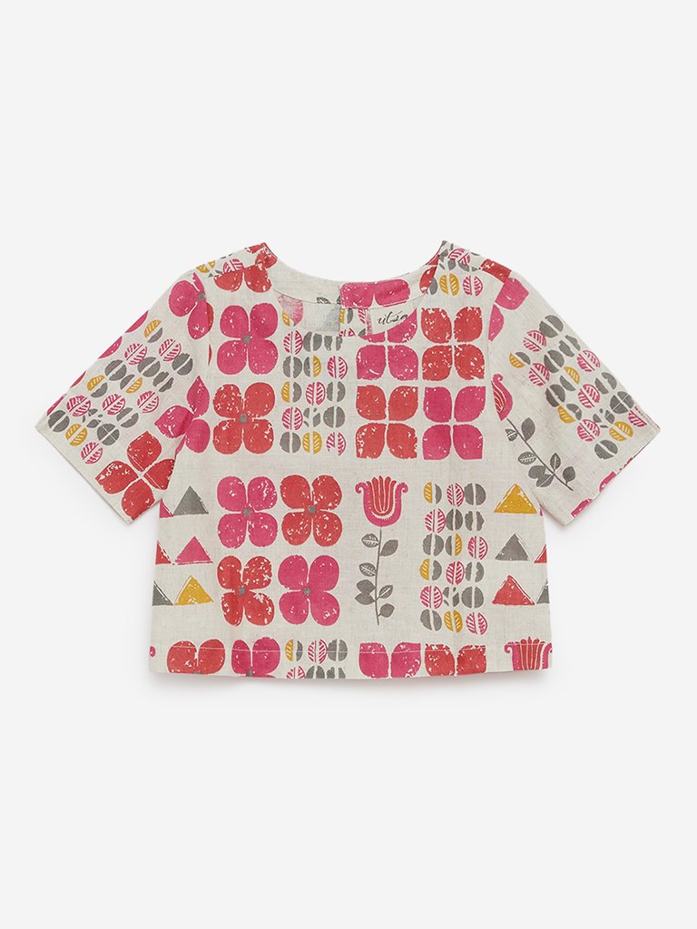 Utsa Kids Multicolour Floral Print Crop Top