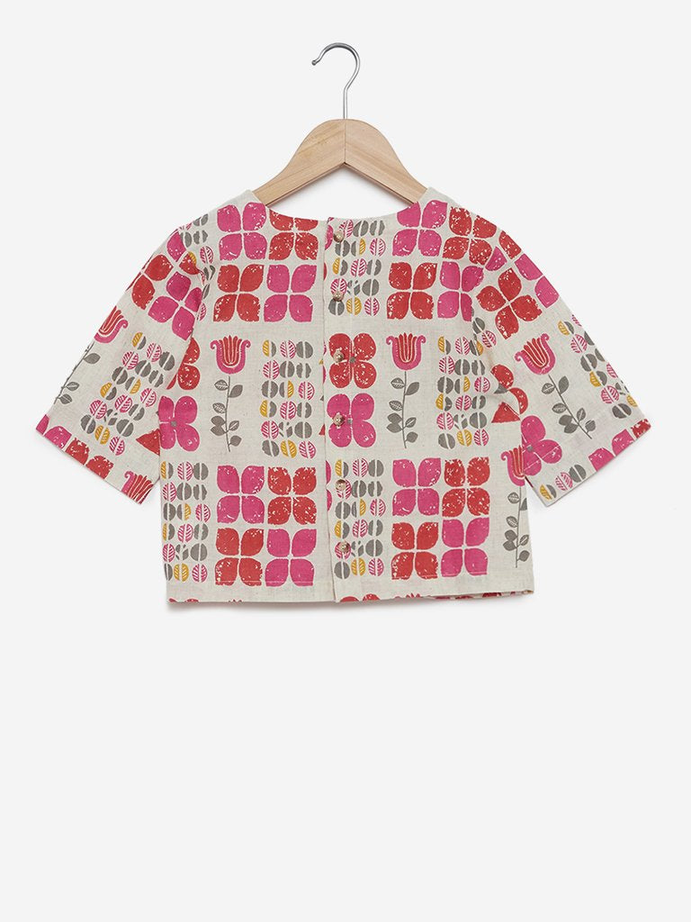 Utsa Kids Multicolour Floral Print Crop Top
