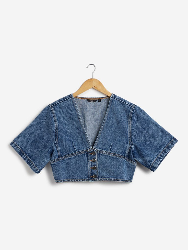 Nuon Blue Denim Theo Crop-Top