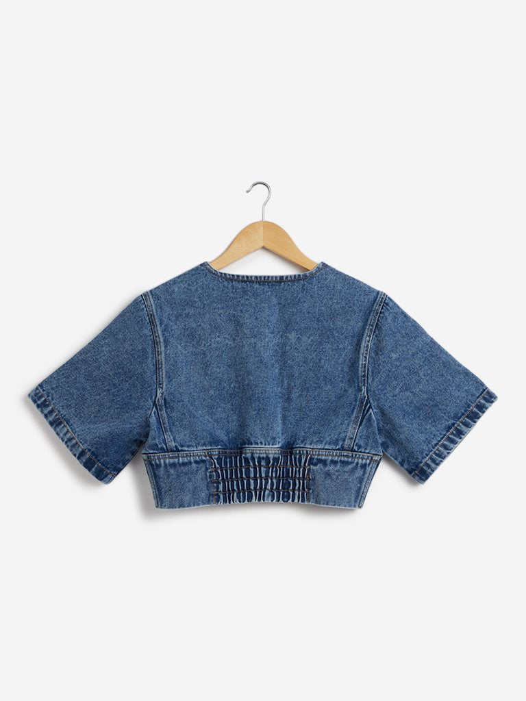 Nuon Blue Denim Theo Crop-Top