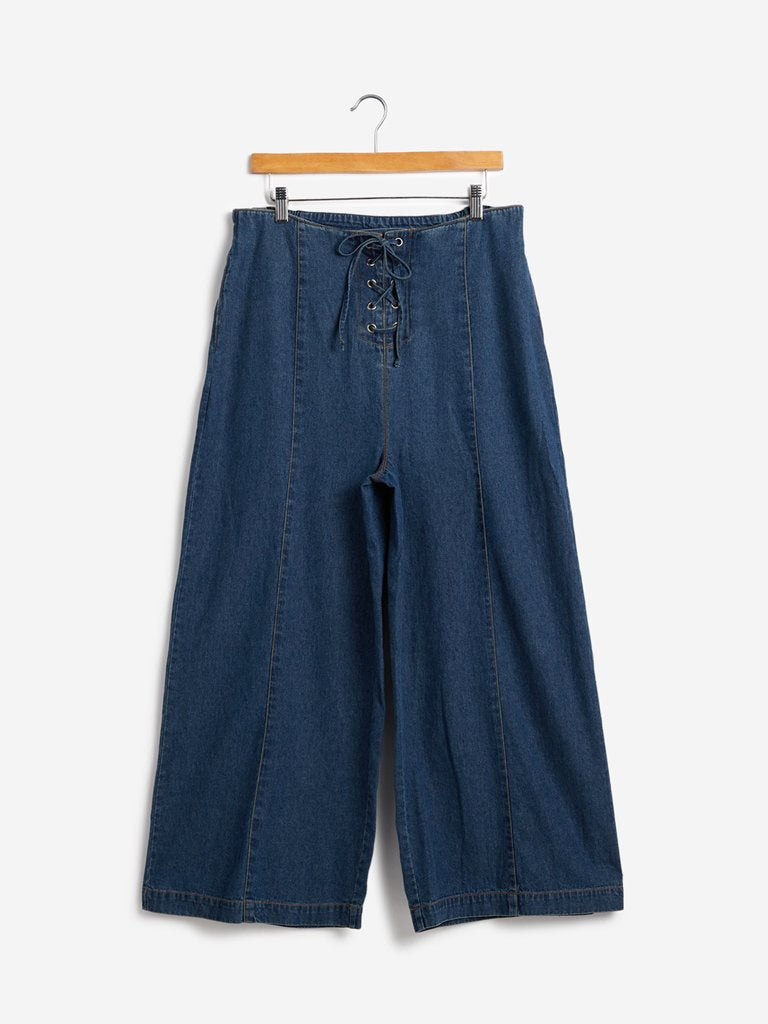 Nuon Blue Denim High-Waist Culottes