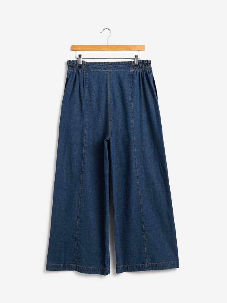 Nuon Blue Denim High-Waist Culottes