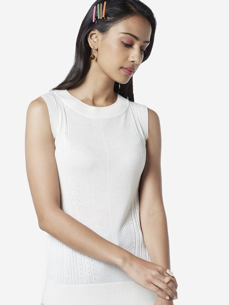 LOV White Knitted Aubrie Top