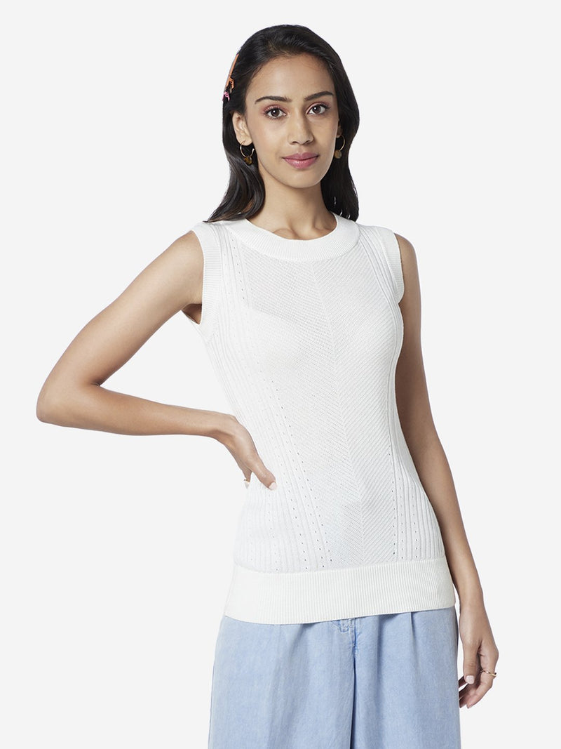 LOV White Knitted Aubrie Top