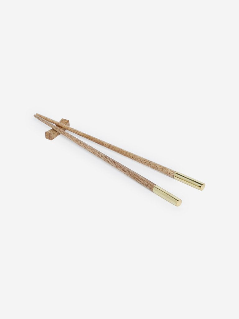 Westside Home Brown Wooden Chopsticks And Rest