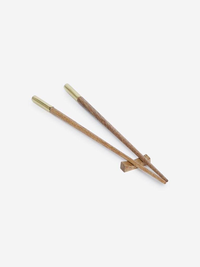 Westside Home Brown Wooden Chopsticks And Rest