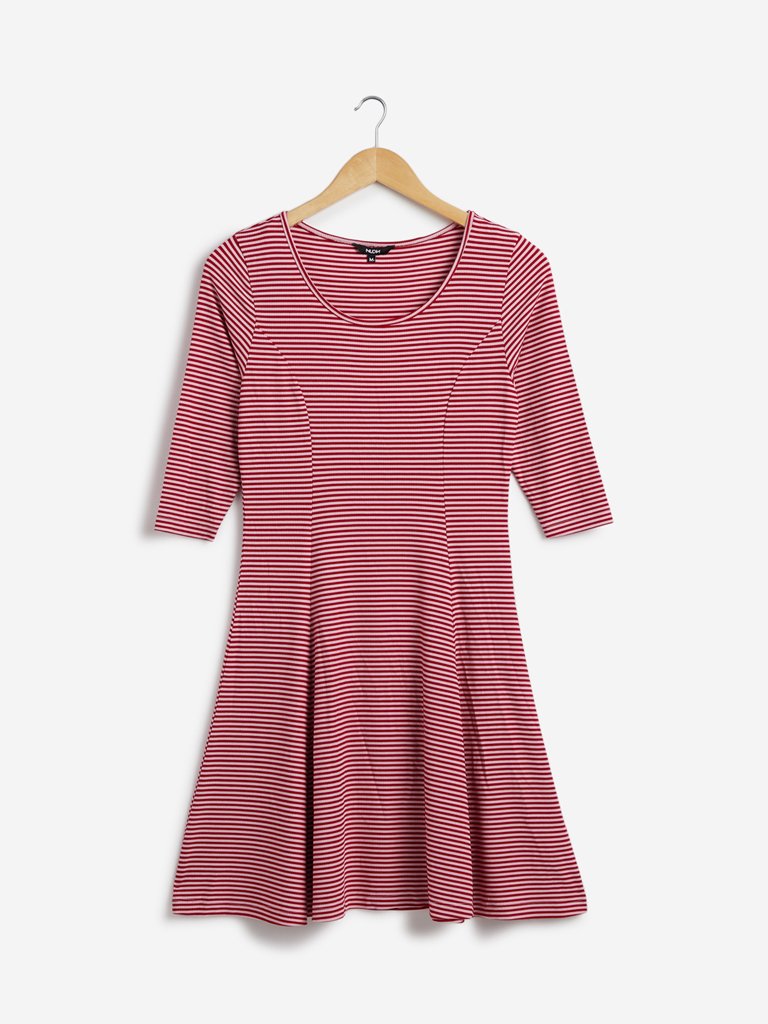 Nuon Red Striped Fit-And-Flare Rachel Dress