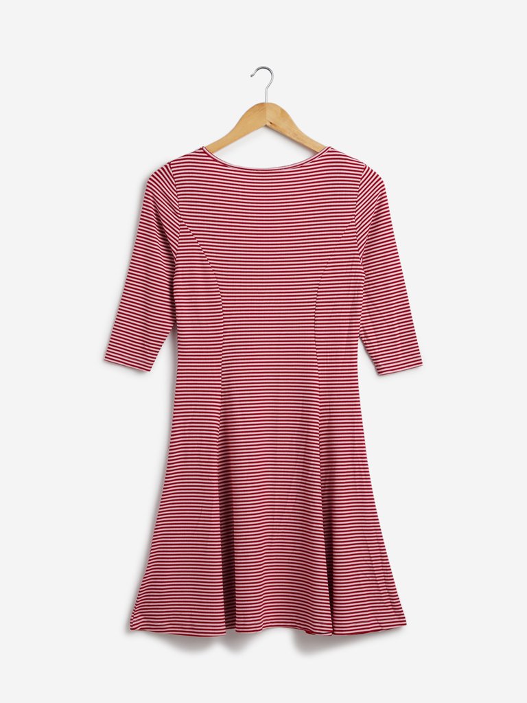 Nuon Red Striped Fit-And-Flare Rachel Dress
