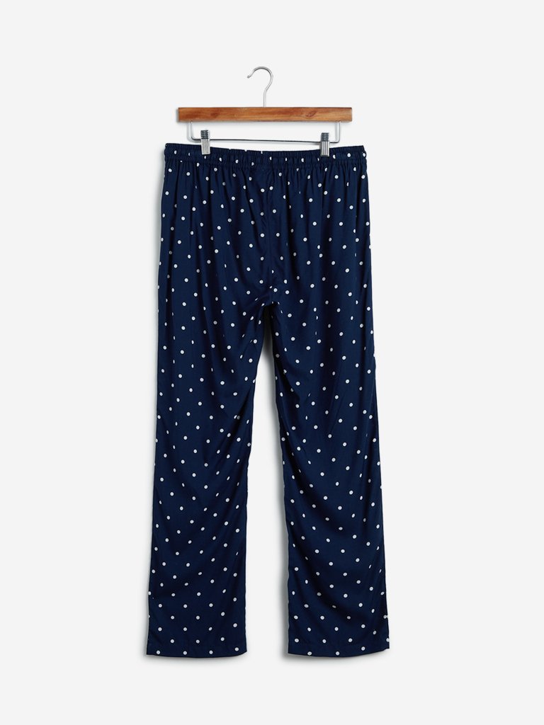 Wunderlove Navy Polkadot Cotton Pyjamas