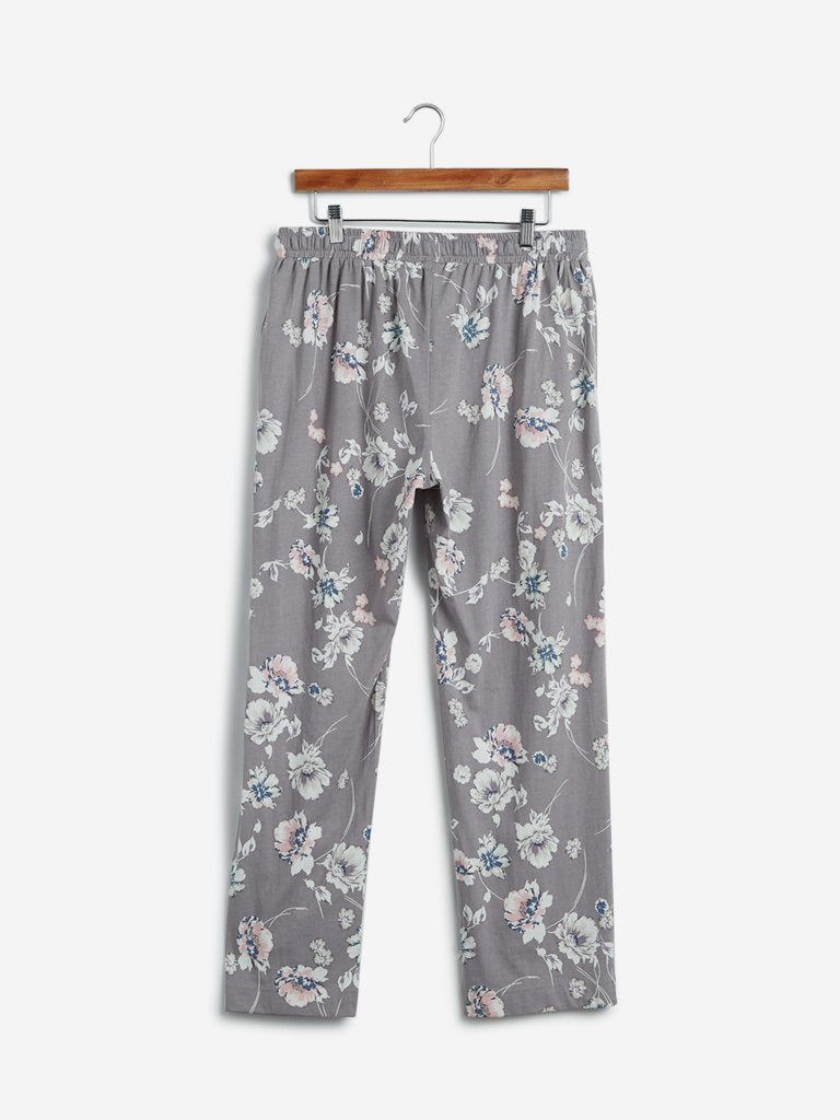 Wunderlove Grey Floral Cotton Pyjamas