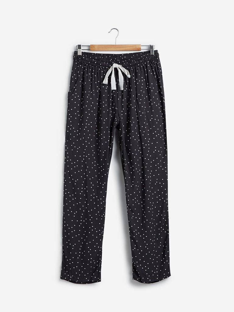 Wunderlove Dark Grey Polkadot Print Pyjamas