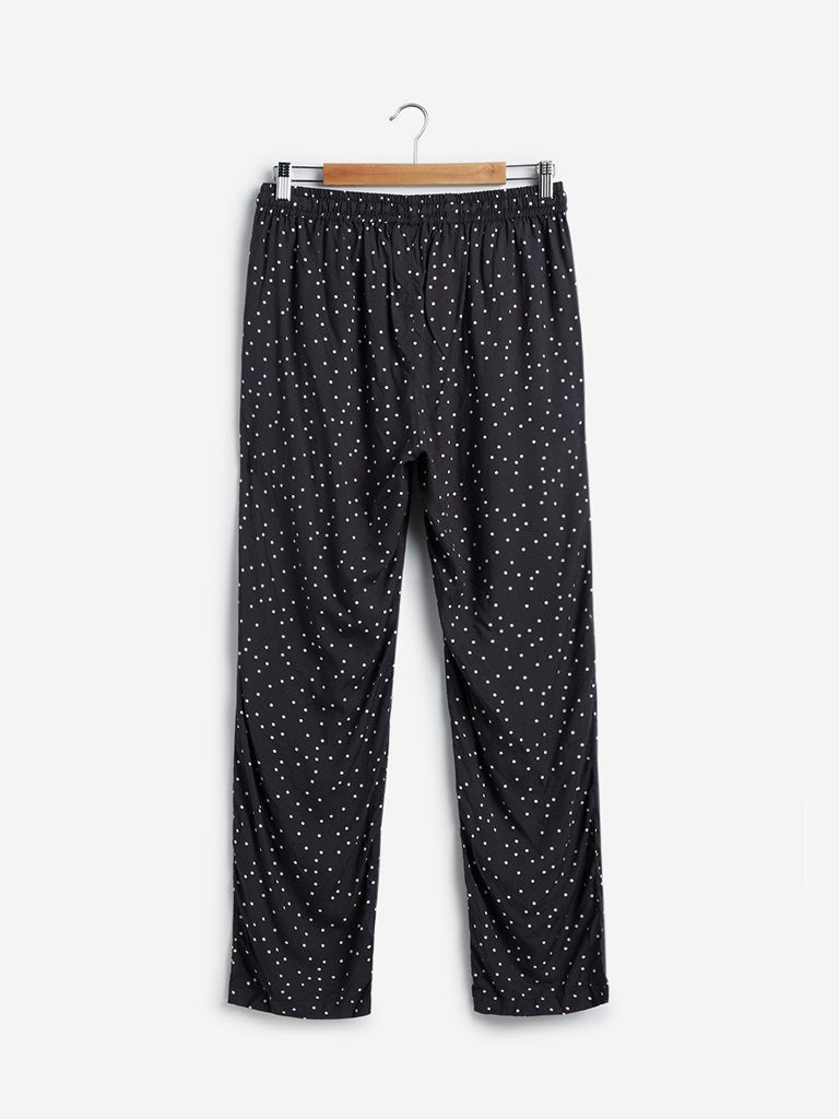 Wunderlove Dark Grey Polkadot Print Pyjamas