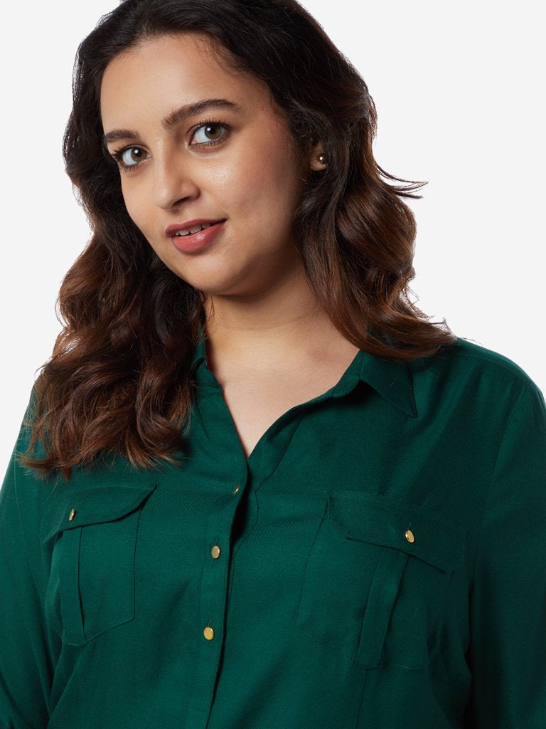 Gia Curves Dark Green Nora Casual Shirt