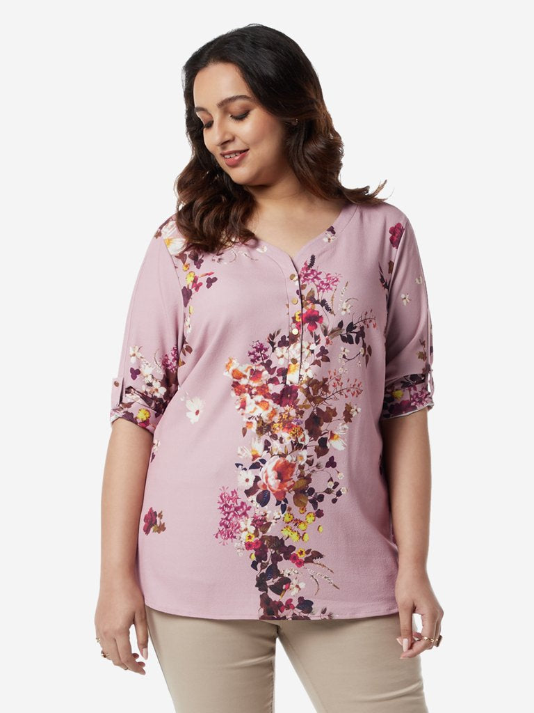 Gia Curves Mauve Floral Cara Top