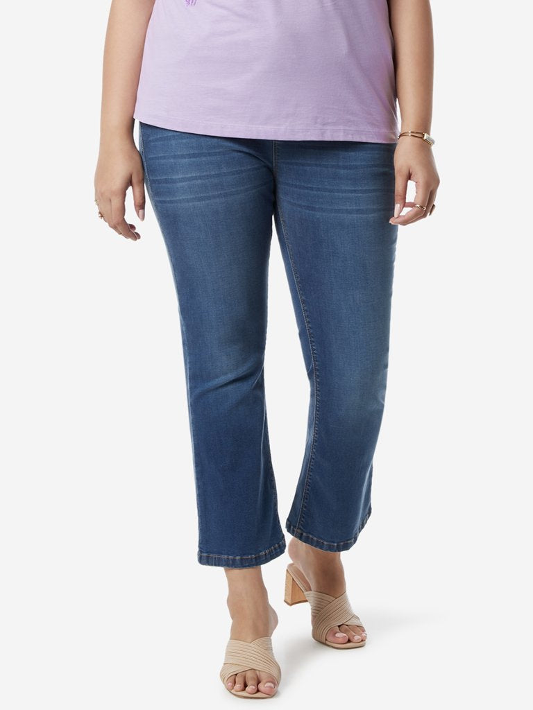 Gia Curves Blue Boot-Cut Cropped Jeans