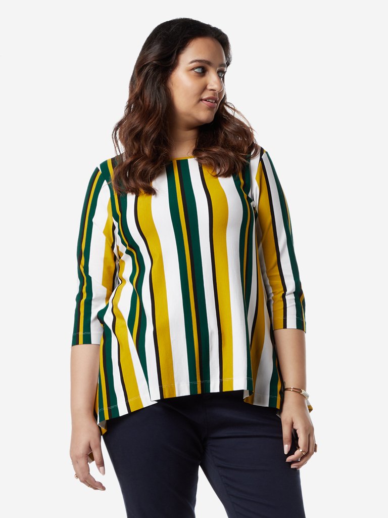 Gia Curves Multicolour Striped Swing Top