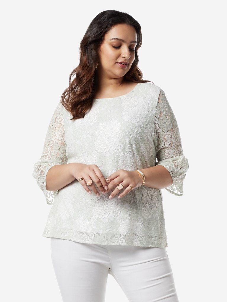 Gia Curves White Lace-Detailed Dorothy Top