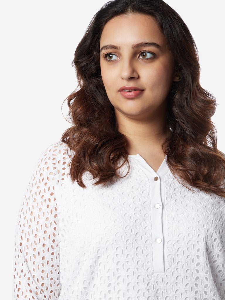 Gia Curves White Cut-Out Detailed Willma Top