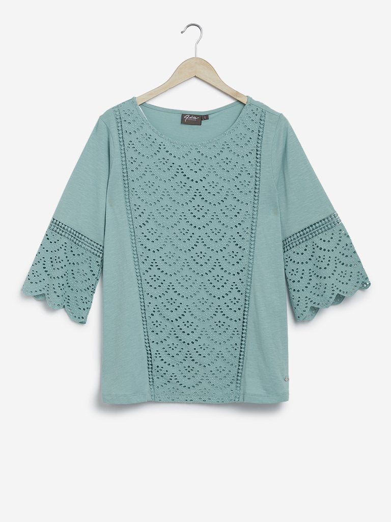 Gia Curves Mint Cut-Work Detail Zenith Top