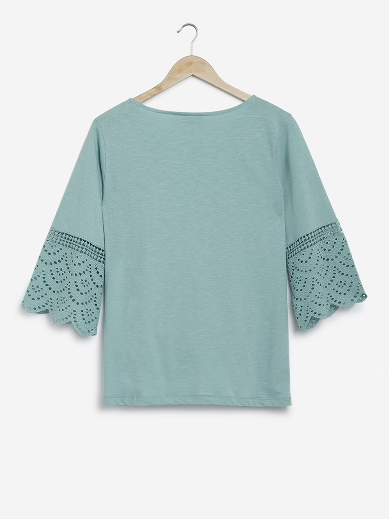 Gia Curves Mint Cut-Work Detail Zenith Top