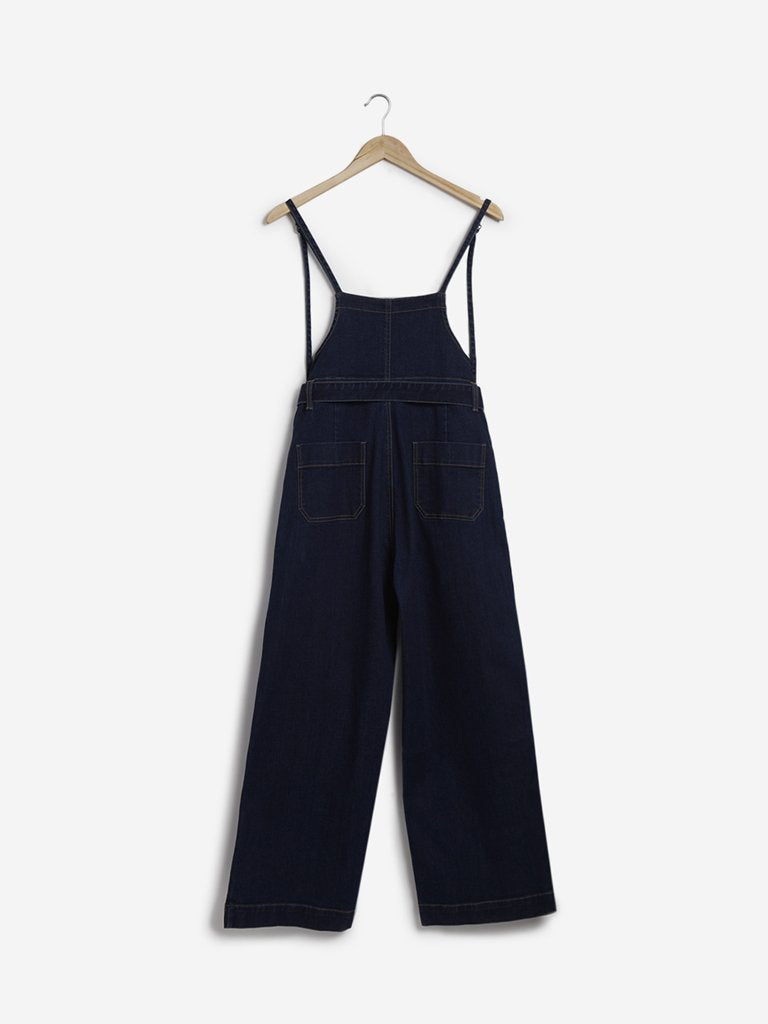 Nuon Dark Blue Denim Dungarees with Belt