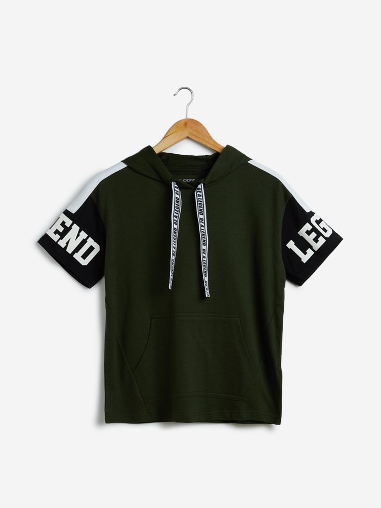 Studiofit Dark Olive Hooded T-Shirt