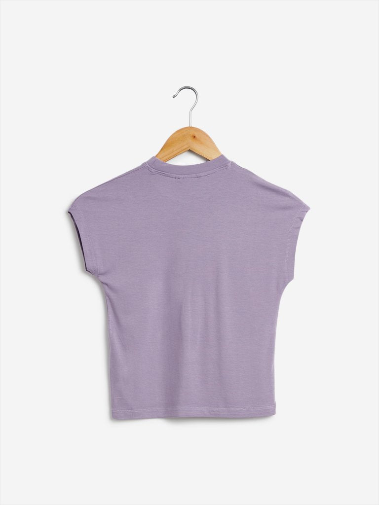 Nuon Lilac Crewneck Cropped T-Shirt