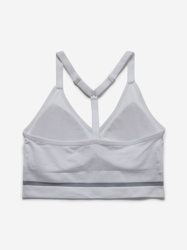 Wunderlove White Padded Racerback Sports Bra