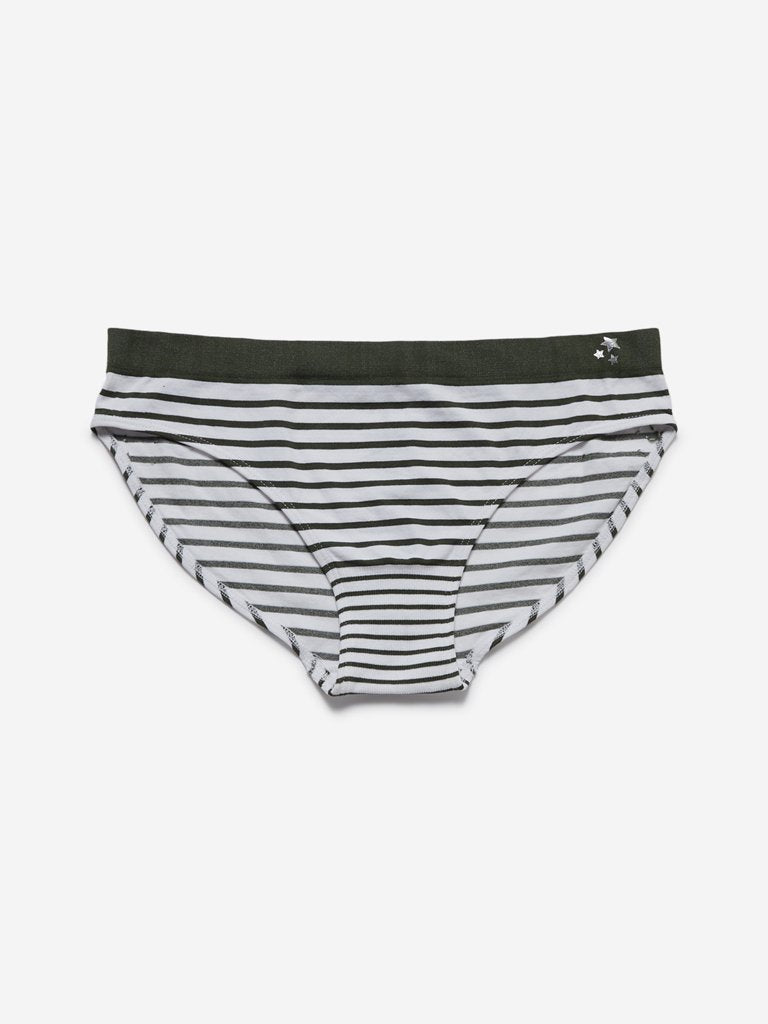 Wunderlove Olive Striped Bikini Briefs