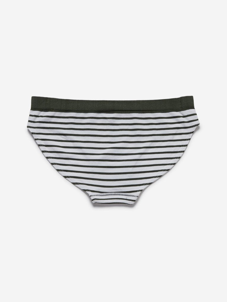 Wunderlove Olive Striped Bikini Briefs