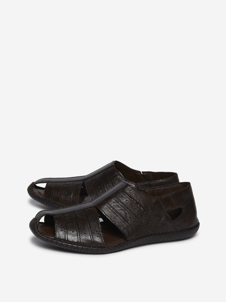 SOLEPLAY Dark Brown Perforated Fisherman Sandals