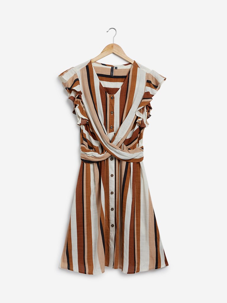 LOV Brown Striped Dress