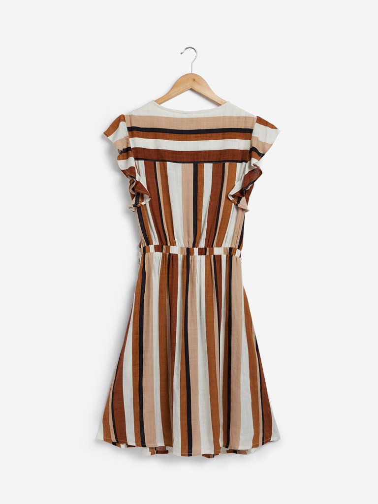 LOV Brown Striped Dress