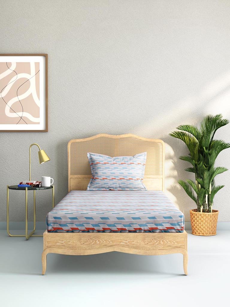 Westside Home Multicolour 144TC Printed Single Bedsheet Set