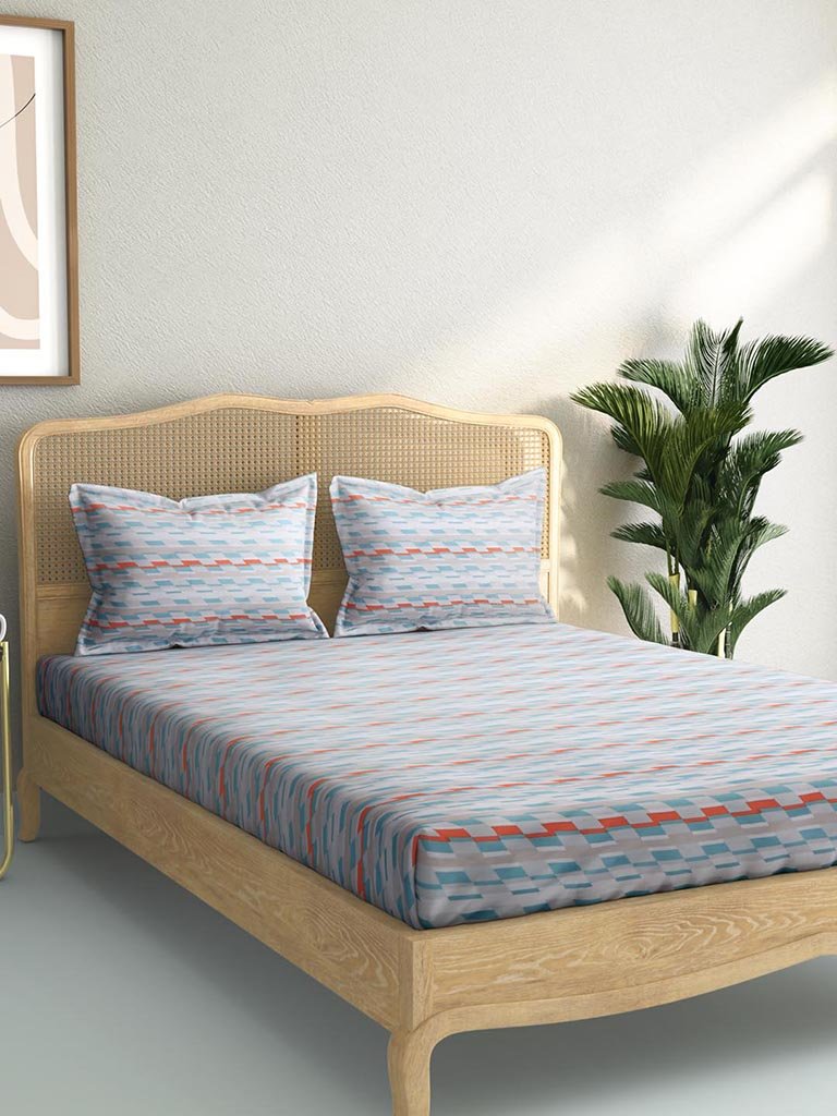 Westside Home Multicolour 144TC Printed Double Bedsheet Set