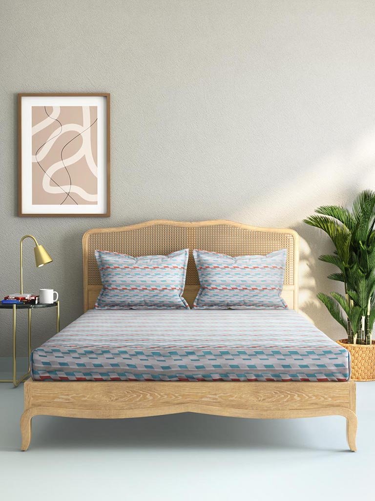 Westside Home Multicolour 144TC Printed King Bedsheet Set
