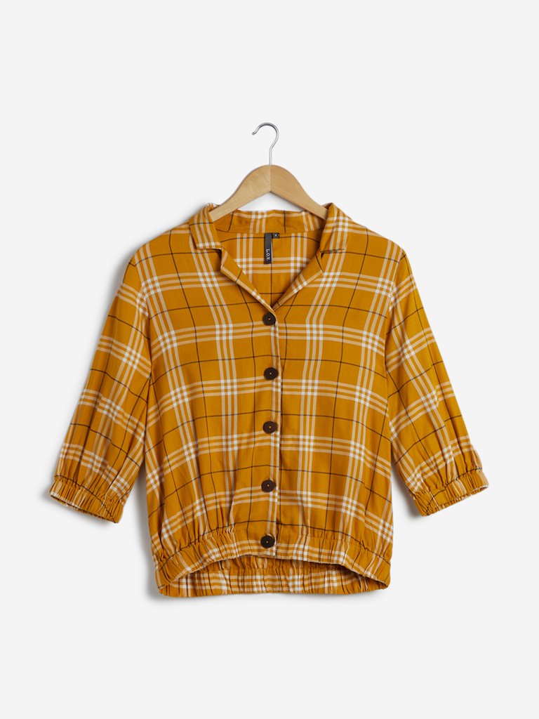 LOV Ochre Checkered Casual Shirt