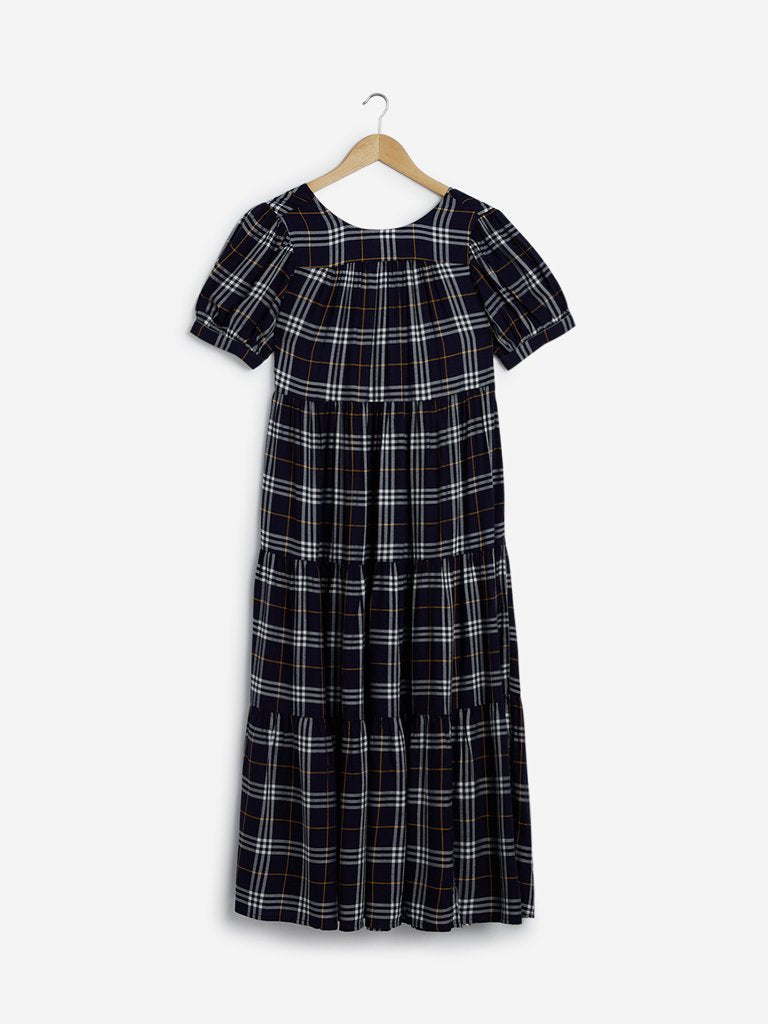 LOV Multicoloured Checked Tiered Maxi Dress