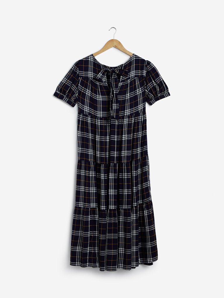 LOV Multicoloured Checked Tiered Maxi Dress