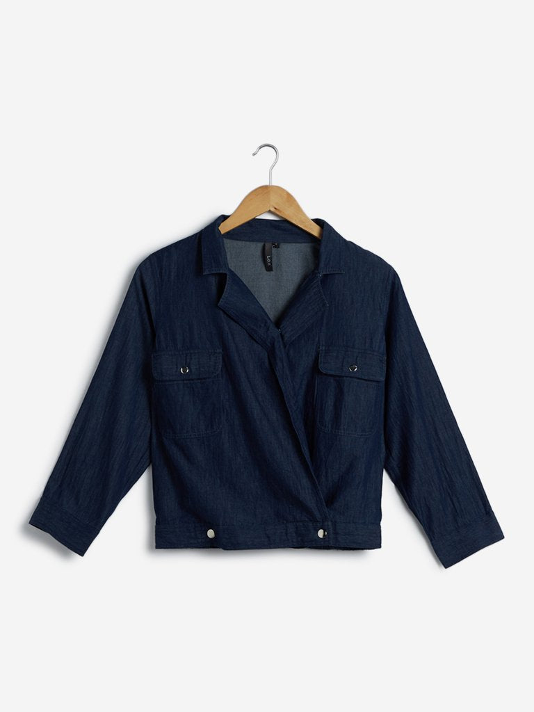 LOV Dark-Blue Denim Top