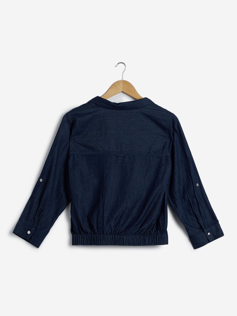 LOV Dark-Blue Denim Top