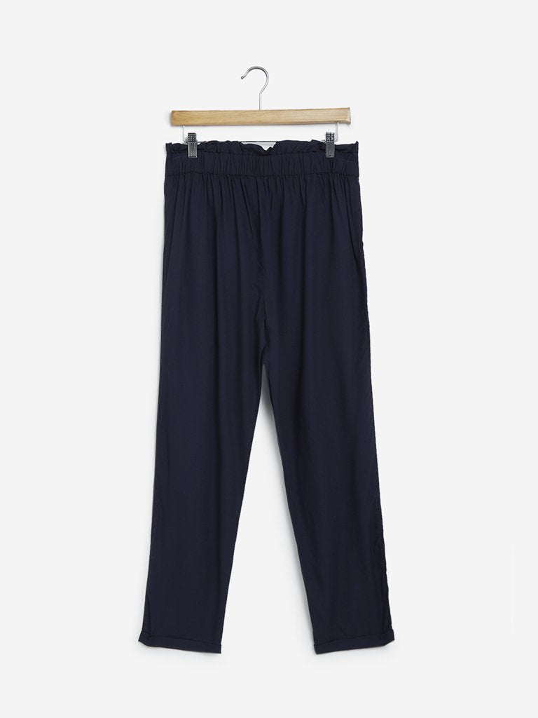LOV Navy Paper-Bag Trousers