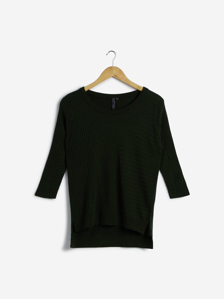 LOV Black Knitted High-Low Top