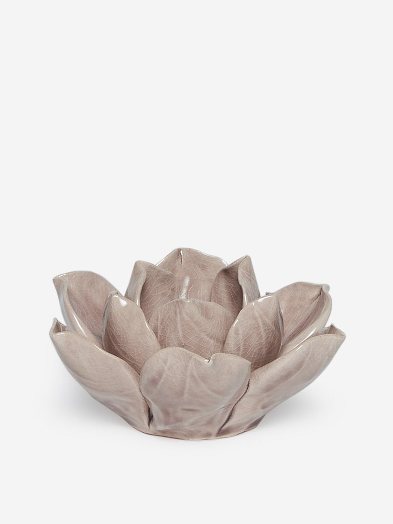 Westside Home Soft Pink Lotus Ceramic Candle Holder
