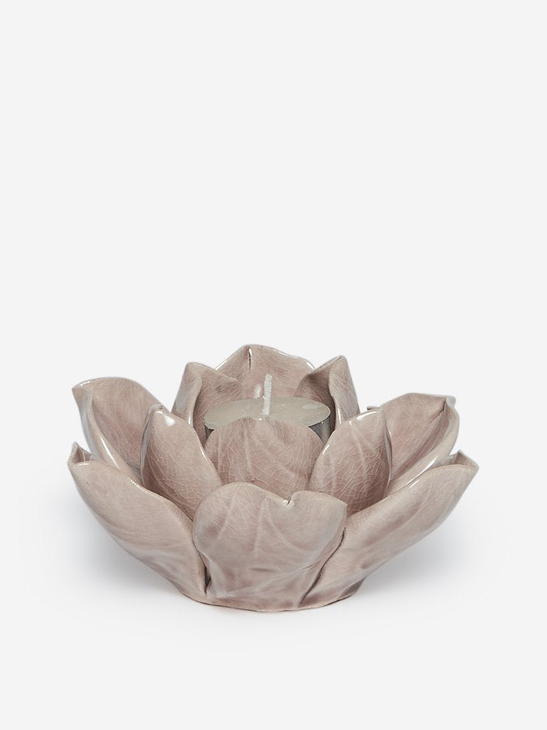Westside Home Soft Pink Lotus Ceramic Candle Holder