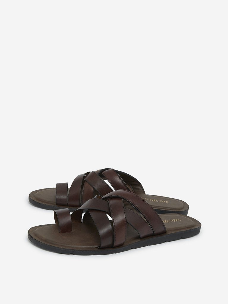 SOLEPLAY Dark Brown Strapped Sandals