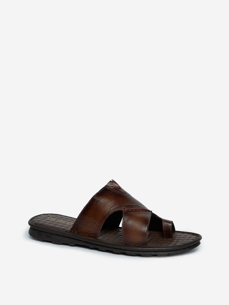 SOLEPLAY Dark Brown Faux-Leather Sandals